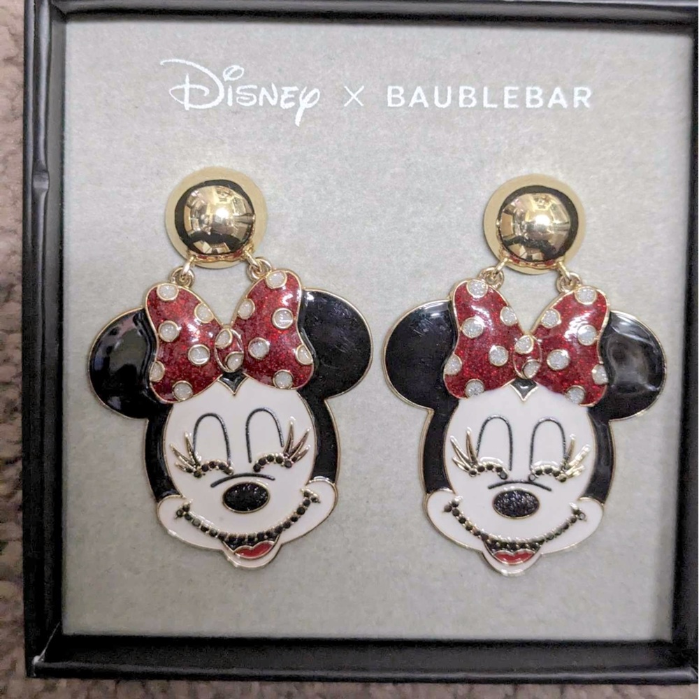 Minnie Mouse Disney x BaubleBar Pierced Post Stud Dangle Earrings ***NIB***